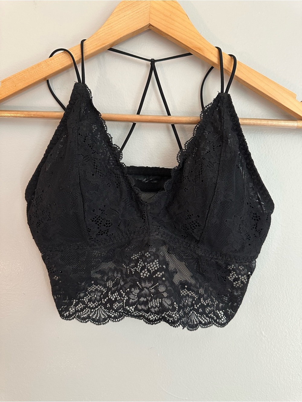 Gilly Hicks Black Lace Longline Bralette with Strappy Back